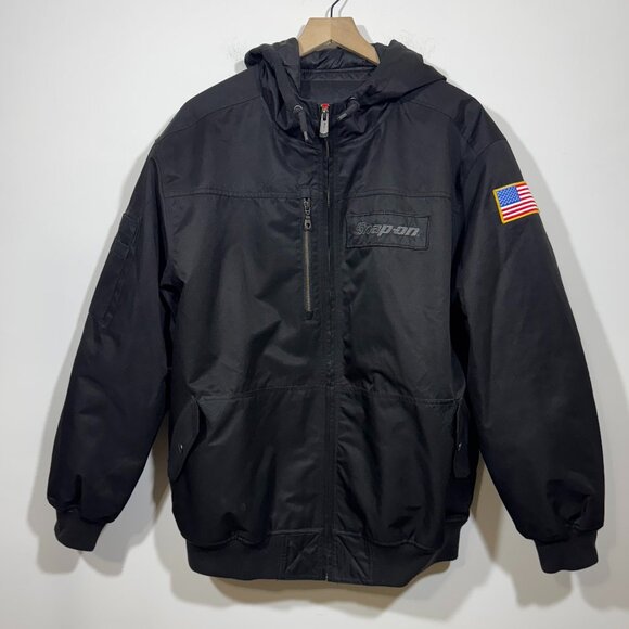 SNAP ON Tools Men’s Black Hooded Quilted Winter Jacket Coat Size XL USA - Picture 1 of 8